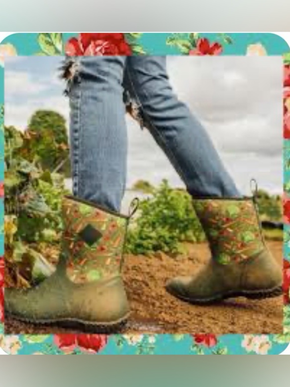Muck Boots - Women’s Muckster II Mid Boots, Green Garden Veggie Print Rain Boot